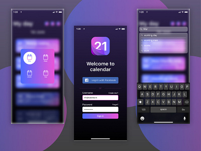 Calendar app app app desing calendar calendar app calendar ui color design filter login search ui uidesign uiux ux