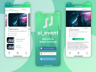 Concert app app app desing application design gradient slideshow ui uidesign uiux ux vector