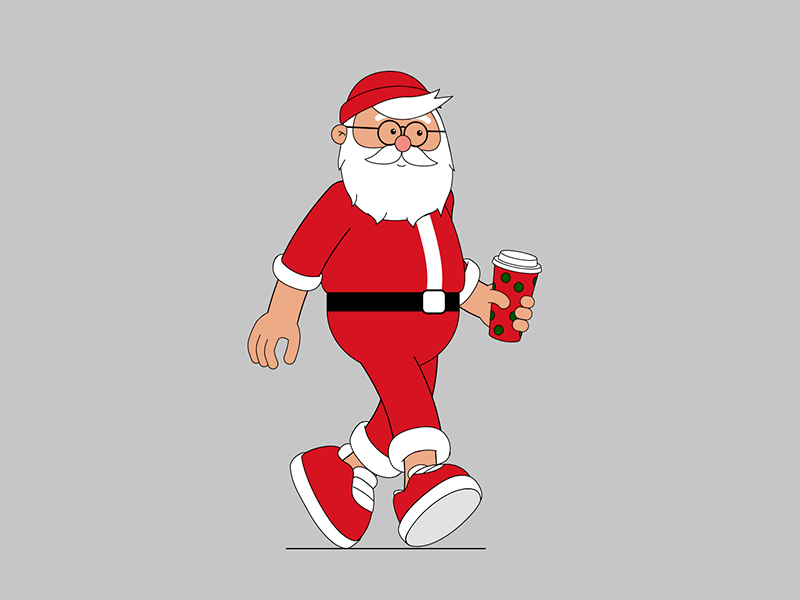 Hipster santa character animation character design christmas motiondesignschool new year santa walk cycle