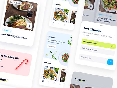 SmartWithFood App animation branding cards collection cookbook design food healthy homepage meal plan modal ui