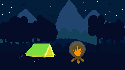 Night Camp design flat illustration vector