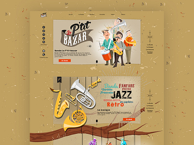 Webdesign project of Marie-Laure Authier banda brown color design group illustration jazz jazzy mjm music retro student vector web webdesign website