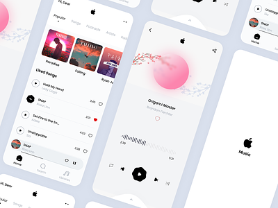 Apple music android app application design figma graphic design interface ios light modern music player sketch stream ui uiux ux vector xd