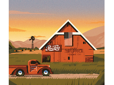 A for America 36daysoftype america american barn country countryside illustration rural travel vintage
