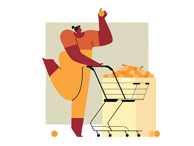 Orange! 🍊 2d art 2d character branding cart charactedesign design fruits grocery illustration illustrator minimal orange oranges sketch supermarket vector