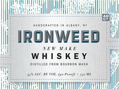 ADCo. Ironweed Whiskey label (unused)
