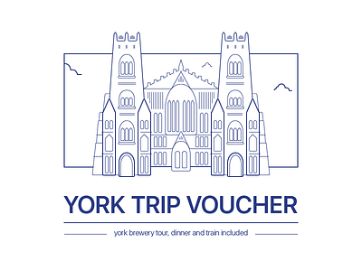 York Trip Voucher cathedral church flat illustration line drawing voucher york york minster