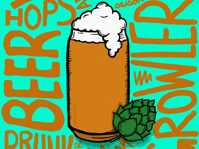 Beer me beer cheers design draw foamy hops illustraor illustration photoshop