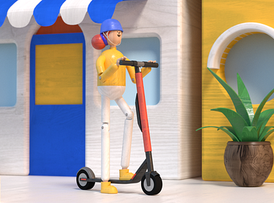 Scoot 3d c4d octane scooter toys uber