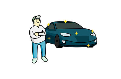 Discarded Car Guy illustration vector