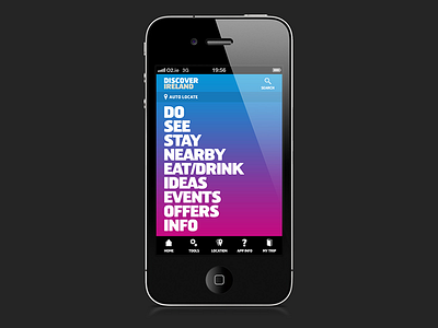 Discover Ireland App Menu app menu travel