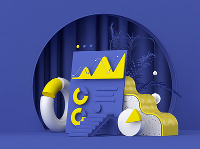 Key Visual for Yellow Bank | Investing Department 3d artwork bank illustration investing web