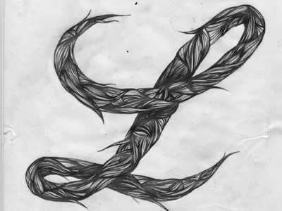 Hairy L hand made illustration pencil type