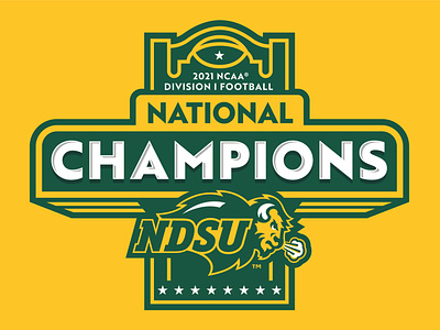 2021 NCAA DIVISION I FOOTBALL NATIONAL CHAMPIONS LOGO bisons branding champions college football illustration logo national champions ncaa north dakota state sports vector