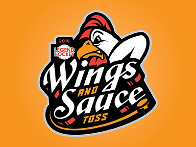 Wings & Sauce Toss Hockey Tournament Logo brand identity branding branding design chicken event branding hockey illustration illustrator logo logo design sports tournament typogaphy