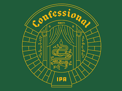 St. Joseph Brewery Confessional IPA beer brand design branding branding concept coaster concept identity identity branding illustration ipa logo design serpent snake vector