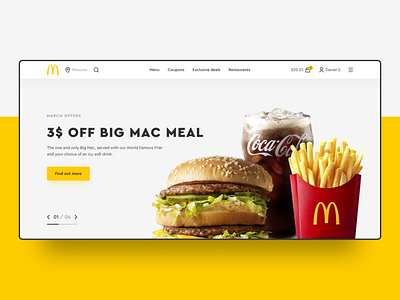 McDonald's Redesign (First Screen) clean concept design ecommerce first screen food main page mcdonalds minimal modern red redesign responsive restaurant store ui ux web design website yellow