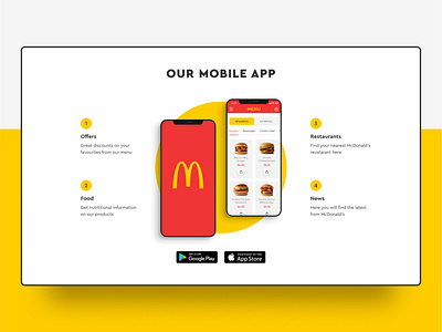 McDonald's Redesign (Mobile App Promo) clean concept design ecommerce food mcdonalds minimal mobile app modern redesign responsive restaurant shop store ui ux web web design website