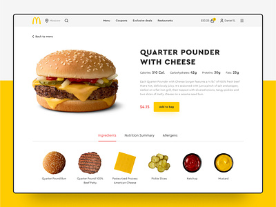 McDonald's Redesign (Product Page) burgers clean concept design ecommerce food mcdonalds minimal modern product page red redesign responsive restaurant shop store ui ux web design website