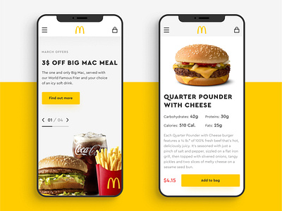 McDonald's Redesign (First Screen and Product Page) adaptive app clean concept design ecommerce food main screen mcdonalds minimal mobile modern product page redesign responsive shop ui ux web design website