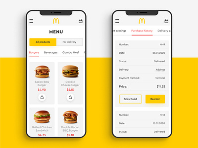 McDonald's Redesign (Menu and Purchase History)