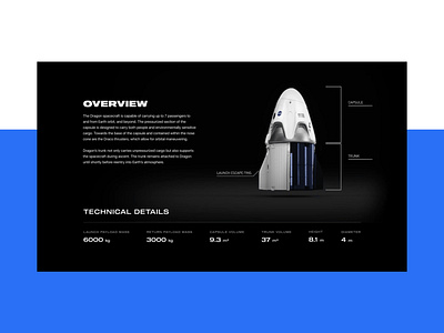 SpaceX Redesign (Dragon overview) clean concept corporate dark design dragon galaxy minimal modern overview redesign rocket space spacecraft spaceship spacex ui ux web design website