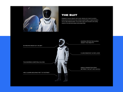 SpaceX Redesign (The Suit) astronaut clean concept corporate dark design elon musk future galaxy minimal modern redesign space spacex suit ui ux web design website