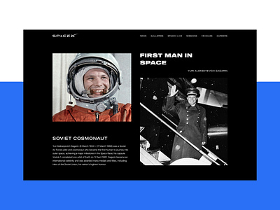 SpaceX Redesign (Article page) article astronaut clean concept dark elon musk gagarin galaxy minimal modern news redesign space spaceman spaceship spacex ui ux web design website