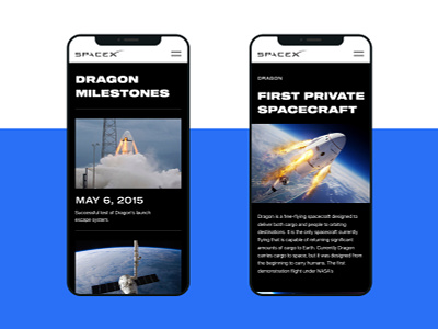 SpaceX Redesign (Dragon page) adaptive app clean concept corporate dark galaxy minimal mobile redesign responsive rocket space spacecraft spaceship spacex ui ux web design website