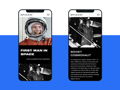 SpaceX Redesign (Article page) adaptive app article clean concept dark gagarin galaxy history minimal mobile modern redesign responsive space spacex ui ux web design website