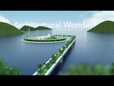 3d landscape 3d animation architecture c4d design green header hero landscape motion typography ui ux water webdesign
