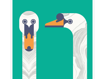 Mute Swans beak bird fly geometric graphic illustration line texture vector