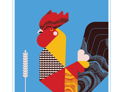 Rooster animal bird blue design fly illustration rooster texture vector