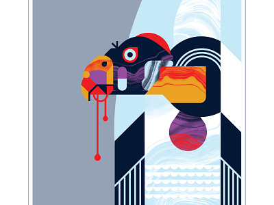 King Vulture bird blood character design eye feather illustration orange pink purple scavenger texture vector vulture