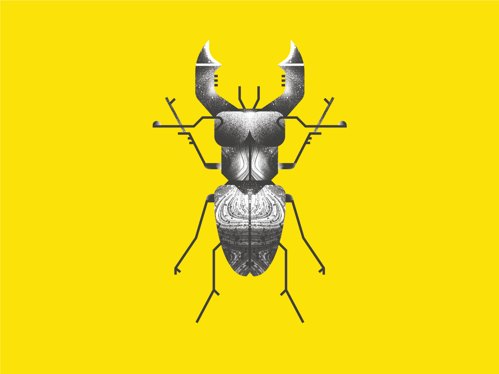 Stag Beetle beetle black bug design grit illustration insect line spray stag texture vector white yellow