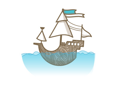Chubby Ship blue brown ocean pirate sail ship water wood