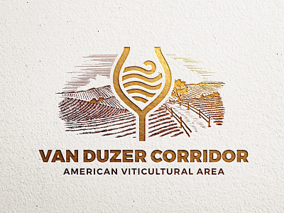 Van Duzer Corridor ava farm grapes grow icon label logo logotype oregon vector vineyard wine wine bottle winery