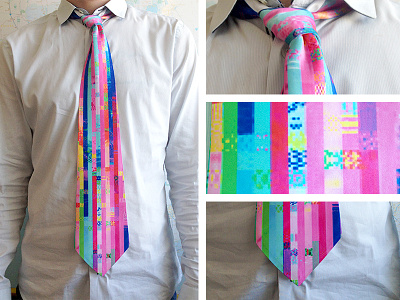 Glitch Tie clothing fashion fragmented glitch photo pink printed shirt tie