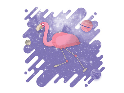 Haiku Doodle | Cosmic Flamingo animal character cosmic flamingo illustration planet space stars texture universe