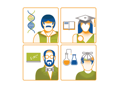 Character Badges badges character chemistry dna figure graduate icon illustration science texture