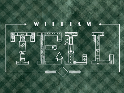 William Tell apple archer arrow hero letter lettering shot texture type typography
