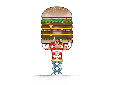 Haiku Doodle | Strongman Harold beef cheeseburger design haiku hamburger illustration poem strength vector weight