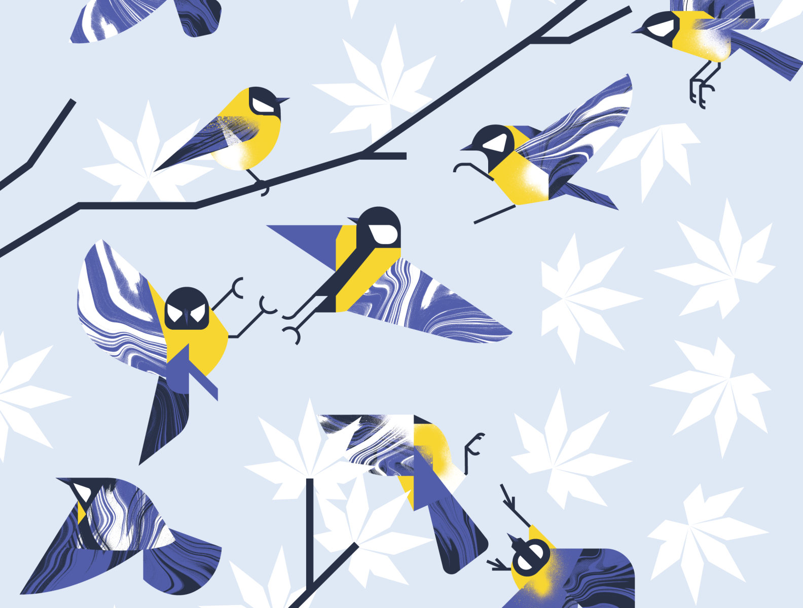 Finches sparring in Winter by Lane Kinkade on Dribbble