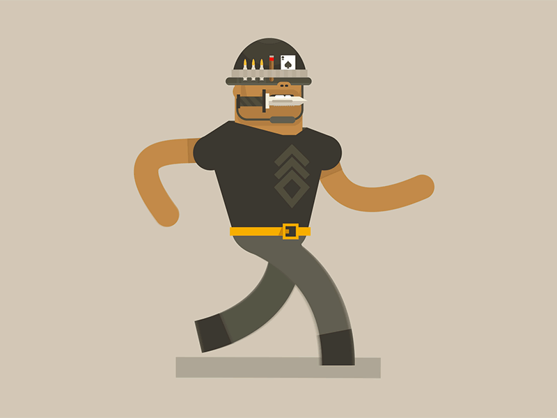 Sgt. McMurderface | Gif animation army character design gif knife military motion running skillshare vector walkcycle