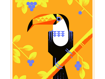 Toco Toucan animal beak berries bird blue character design fly geometric illustration texture toco toucan toucans tropical vector