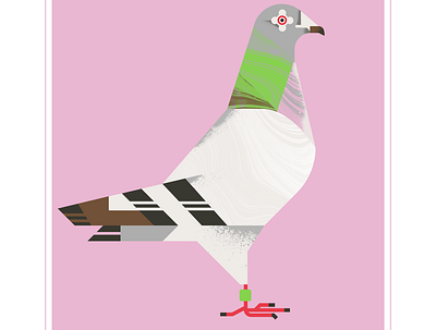 le pigeon animal bird character design fly geometric green illustration pigeon pink pink hair texture vector