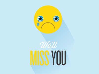 We'll miss you adios card design emoticon illustration miss sad