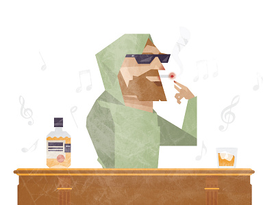 Chet Faker artist cigarette hoody illustration music musician piano sunglasses texture whisky