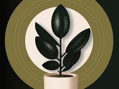 Black Prince Rubber Plant design garden geometric grow houseplant illustration plant plant illustration pot rubber rubber tree texture vector