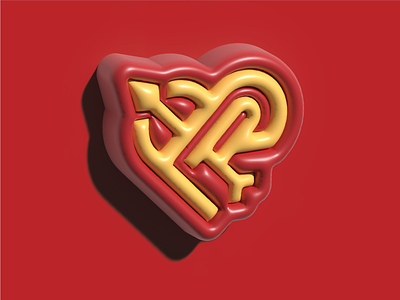 Disco Rodeo Logo 3d arrow design geometric graphic heart illustration logo red texture vector yellow